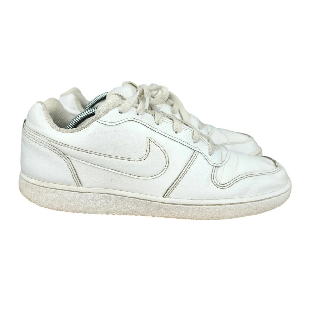 Nike Ebernon Basketball‎ Shoes Mens 11 Triple White Leather Low Top Sneakers